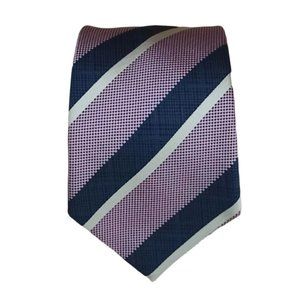 ERMENEGILDO ZEGNA Pink Striped Silk Tie ITALY 59"/ 3.4" EC